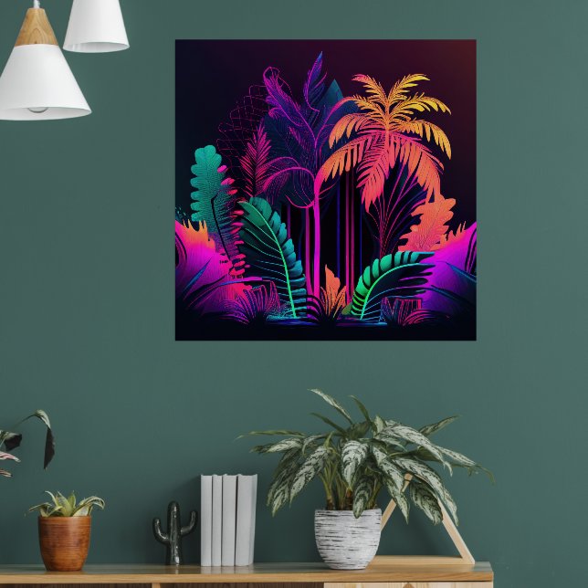 Färglöst utskrift av Tropical Handflatan Träd Wall Poster (Vardagsrum 1)