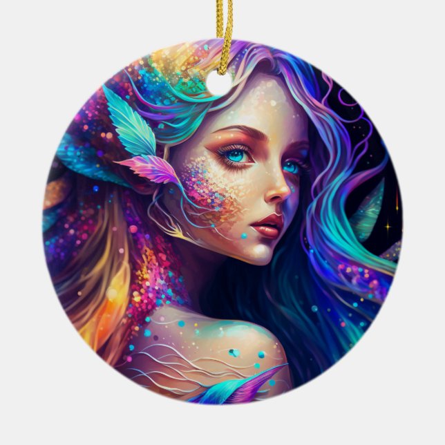 Färglöst, vackert Fairy Julgransprydnad Keramik (Framsidan)