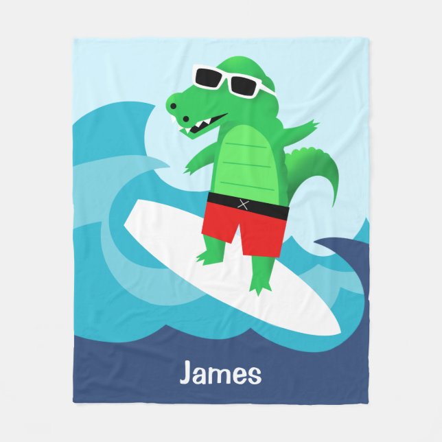 Färglöst vågstrykning Yfing Alligator Throw Fleecefilt (Framsidan)