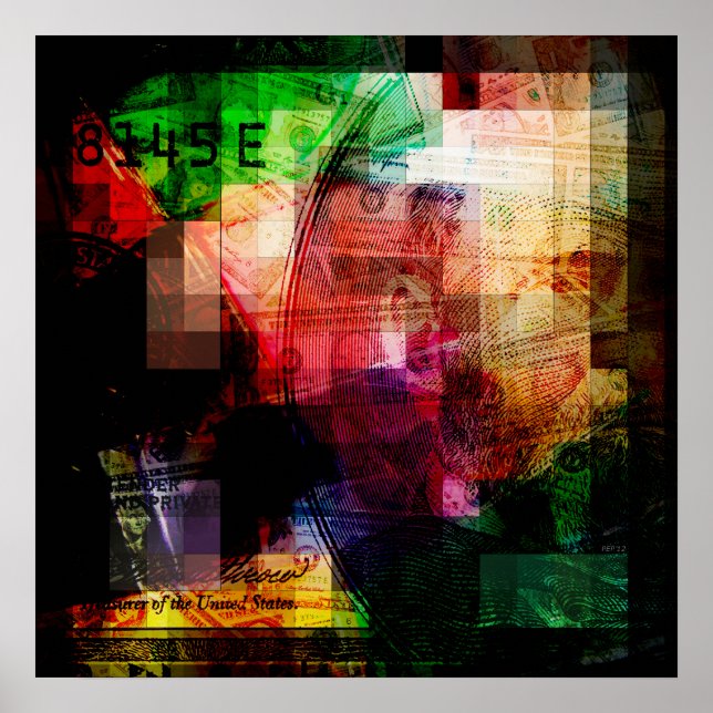 Färglöst valutakollage poster (Framsidan)