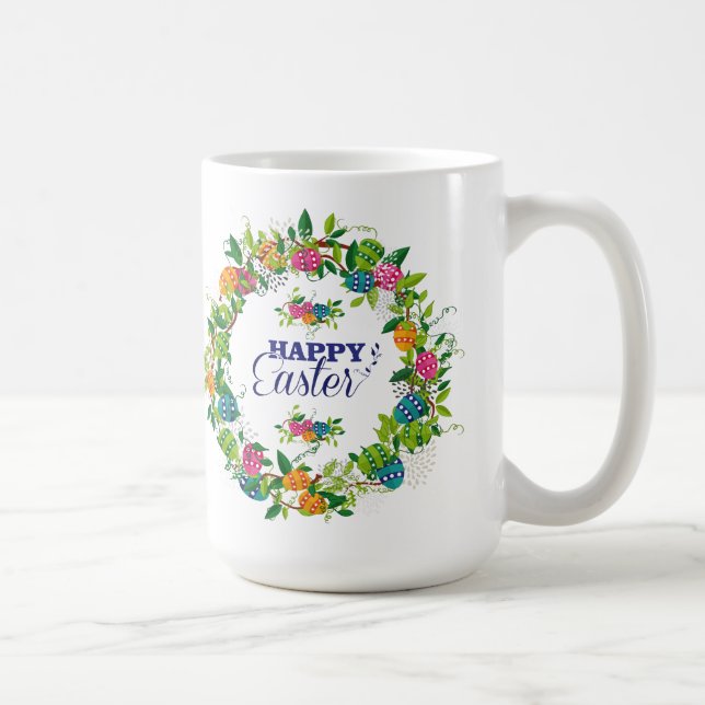 Färglöst Vår blommor & ägg Påsk design Kaffemugg (Höger)