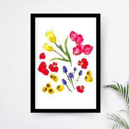Färglöst Vår blommor - Elegant Minimalist Art Poster