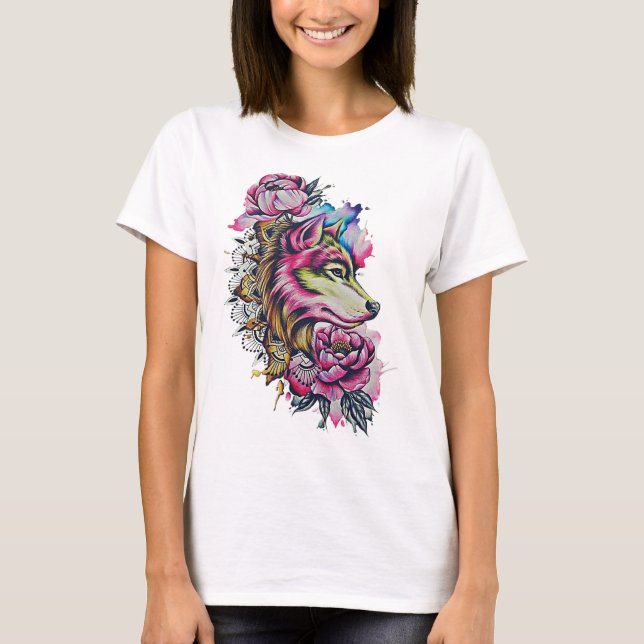 Färglöst varg-tröja  t shirt (Framsida)