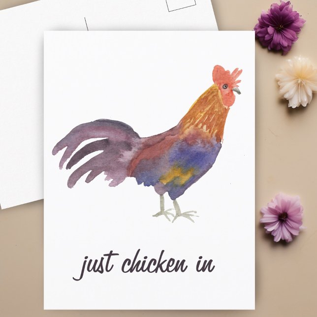 Färglöst vattenfärg på kycklingar, CHICKEN IN FUNN Vykort (Colorful Chicken Watercolor Funny Postcard
)