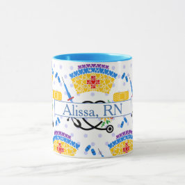 Färglöst Verktyg på blått Polka dots Mugg