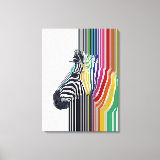 Färglöst Vibrant Rand Zebra-målning Canvastryck (Framsida)