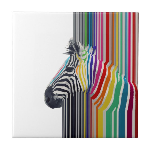 Färglöst Vibrant Rand Zebra-målning Kakelplatta (Framsidan)