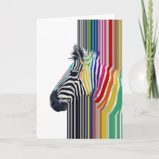 Färglöst Vibrant Rand Zebra-målning Kort (Framsida)