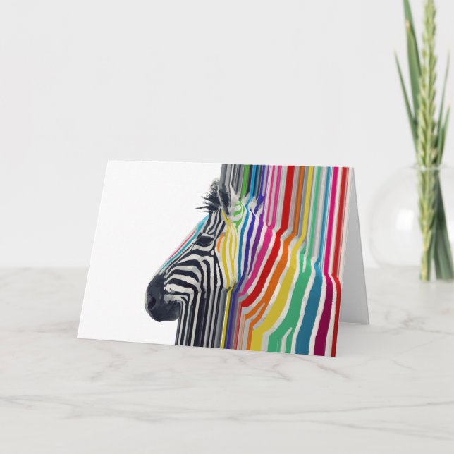Färglöst Vibrant Rand Zebra-målning Kort (Framsida)