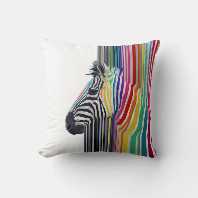 Färglöst Vibrant Rand Zebra-målning Kudde (Framsida)