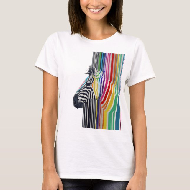 Färglöst Vibrant Rand Zebra-målning T-shirt (Framsida)