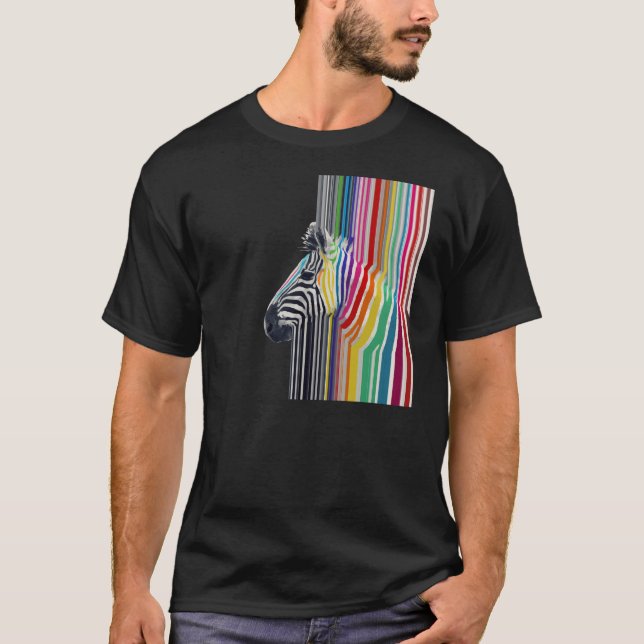 Färglöst Vibrant Rand Zebra-målning T-shirt (Framsida)