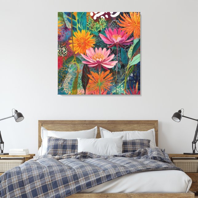 Färglöst Vild Garden Flowers Wall Art Canvastryck (Insitu (sovrum))