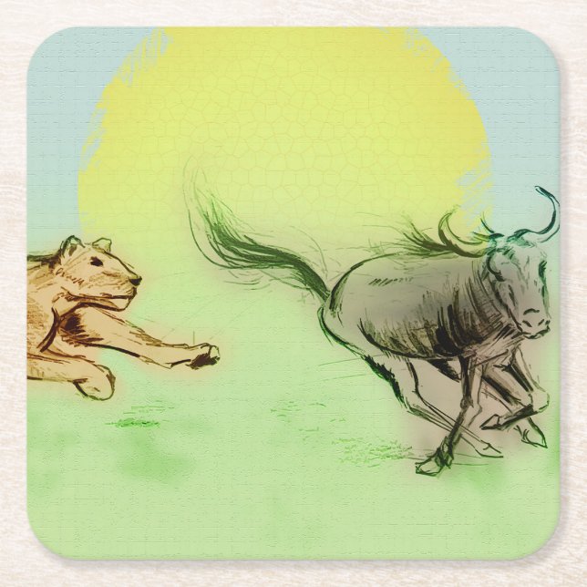 Färglöst Vilda djur-chas, Anpassningsbar Shaped Un Underlägg Papper Kvadrat (Framsidan)