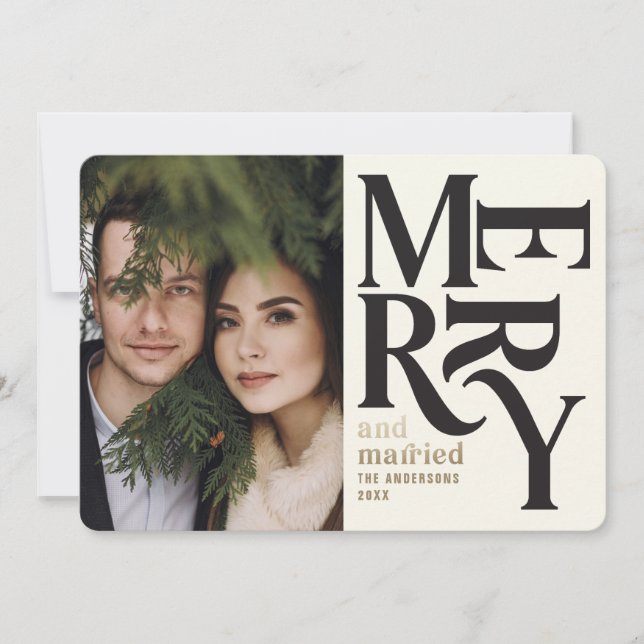 Färglöst vintage merry + gift ritsmas-foto meddelande (Framsida)