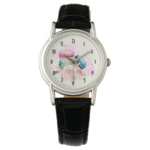 Färgmakaroner och blommor Vattenfärg Armbandsur