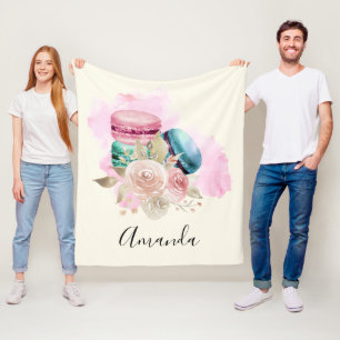 Färgmakaroner och blommor Vattenfärg Fleecefilt
