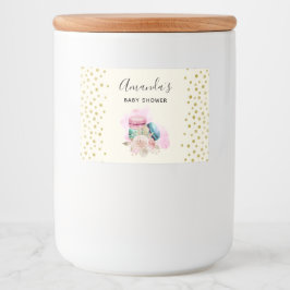 Färgmakaroner och blommor Vattenfärg Mat Etiketter