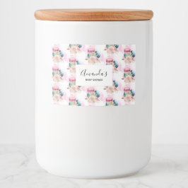 Färgmakaroner och blommor Vattenfärg Mönster Mat Etiketter