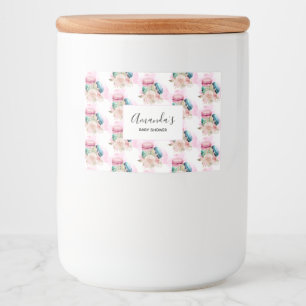 Färgmakaroner och blommor Vattenfärg Mönster Mat Etiketter