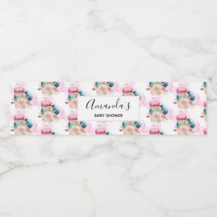 Färgmakaroner och blommor Vattenfärg Mönster Vattenflaskor Etikett