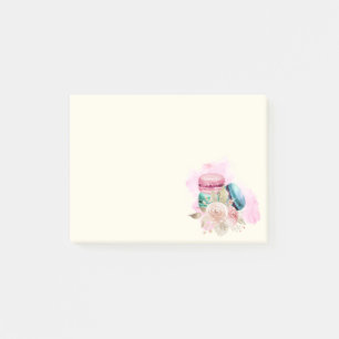Färgmakaroner och blommor Vattenfärg Post-it Block