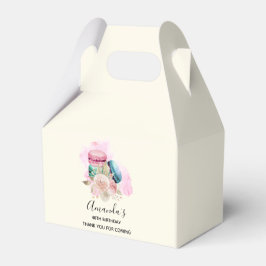 Färgmakaroner och blommor Vattenfärg Presentaskar