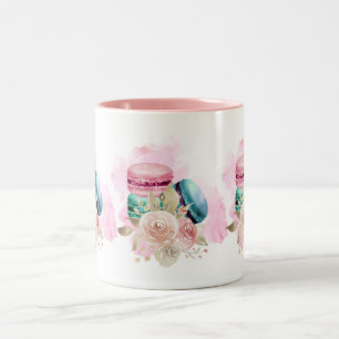 Färgmakaroner och blommor Vattenfärg Två-Tonad Mugg