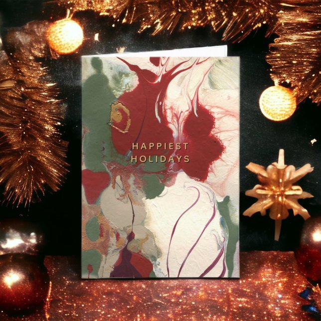 Färgmålad Abstrakt Happiest Helgdag Helgkort (A unique painted abstract contemporary holiday card.)