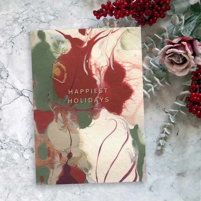 Färgmålad Abstrakt Happiest Helgdag Julkort (A contemporary abstract holiday card with artistic appeal. Available in printed and digital!)