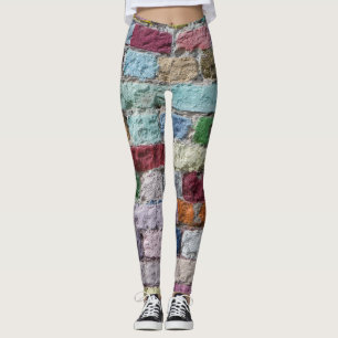 Färgmålad tegelvägg Struktur Leggings