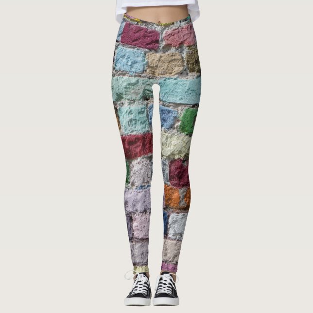 Färgmålad tegelvägg Struktur Leggings (Framsida)