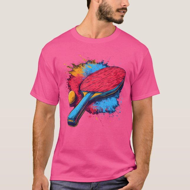 Färgmålat Bord-tennis-racket Konstnärlig tabl T Shirt (Framsida)