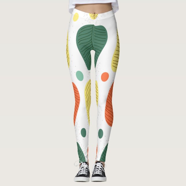 Färgmålat löv, smart företagsbakgrund leggings (Framsida)