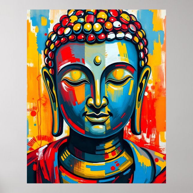 Färgmålning av Buddhas Abstrakt Poster (Framsidan)