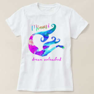 Färgmålning av Miami Sjöjungfru Dream Oleached T Shirt