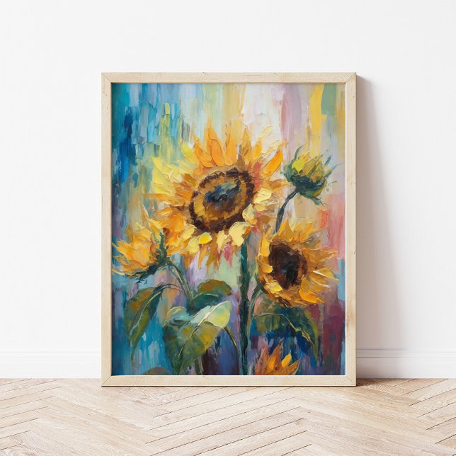 Färgmålning av solblommor Modern Abstrakt Blommigt Poster (Skapare uppladdad)