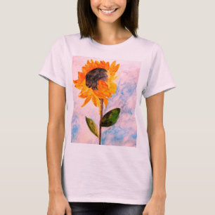 Färgmålning av solrosfärg Ro Guld T Shirt