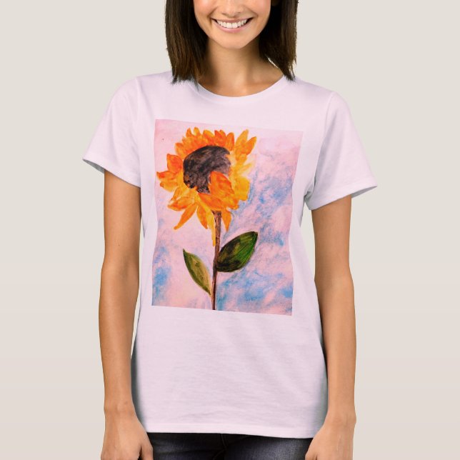 Färgmålning av solrosfärg Ro Guld T Shirt (Framsida)