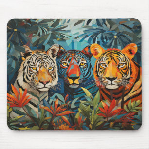 Färgmålning av Tiger Animal Porträtt Musmatta