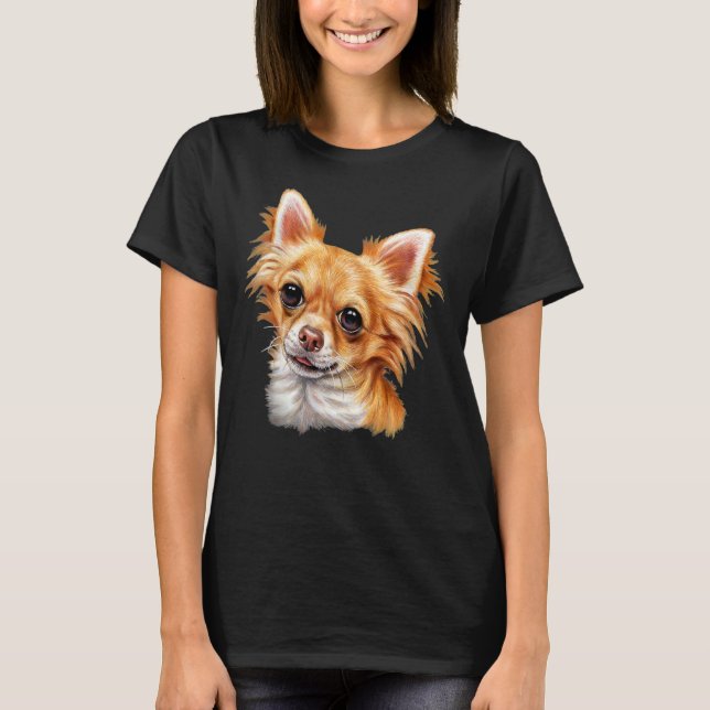 Färgmålning Cute Hund med lång smak, färgsfärg T Shirt (Framsida)