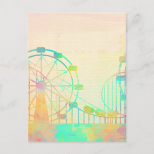 Färgmålning Ferris Wheel Fairground Art Vykort