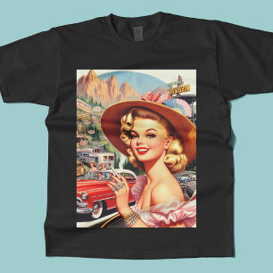 Färgmålning för Cute Vintage Retro Girl T Shirt