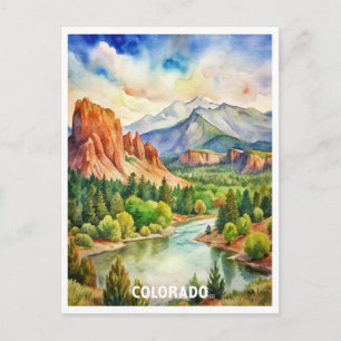 Färgmålning för färgen Colorado Mountains Watercol Vykort