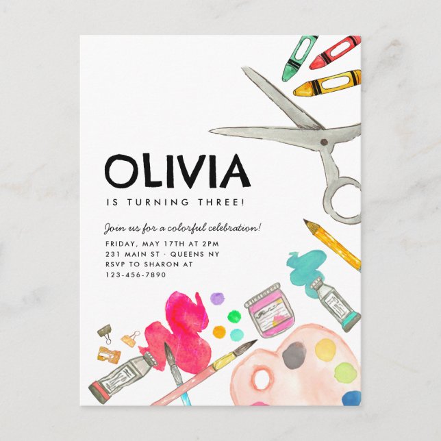 Färgmålning för färggrafik i Cute Art-konstnär Fär Vykort (Framsida)