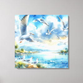 Färgmålning för fiskmås canvastryck