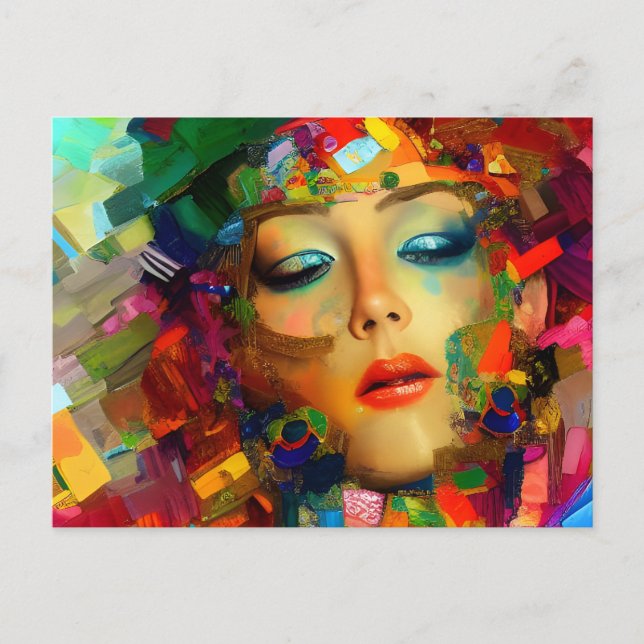 Färgmålning för kvinnor vykort (Framsida)