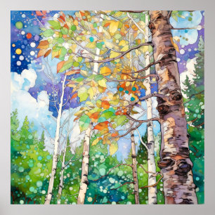 Färgmålning för skogen Skriv ut Poster