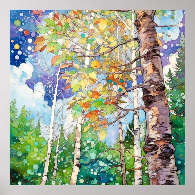 Färgmålning för skogen Skriv ut Poster (Framsidan)