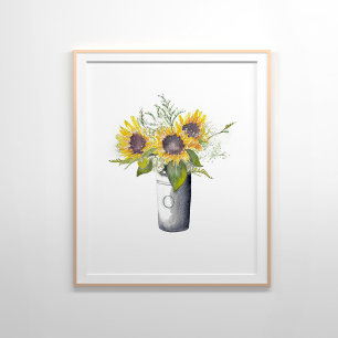 Färgmålning för solblommor, fortfarande livstid poster